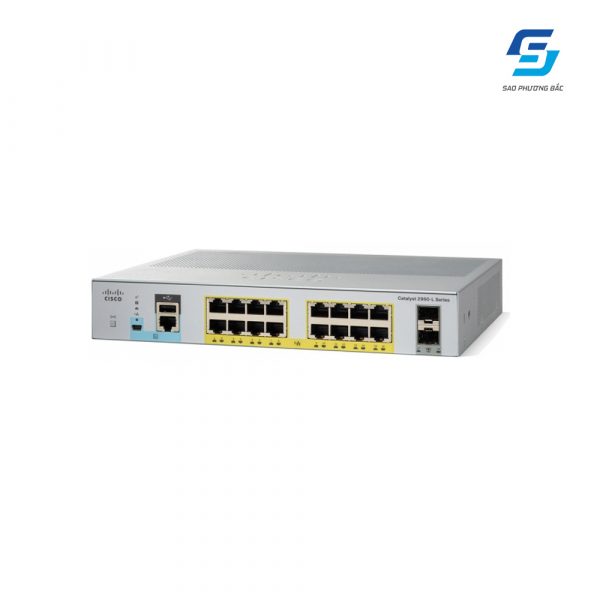 16-Port Gigabit Ethernet with PoE + 2 x Gigabit SFP Switch Cisco WS-C2960L-16PS-LL